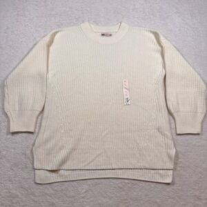 SO Womens XL Shaker Stitch Crewneck Sweater Cream NWT